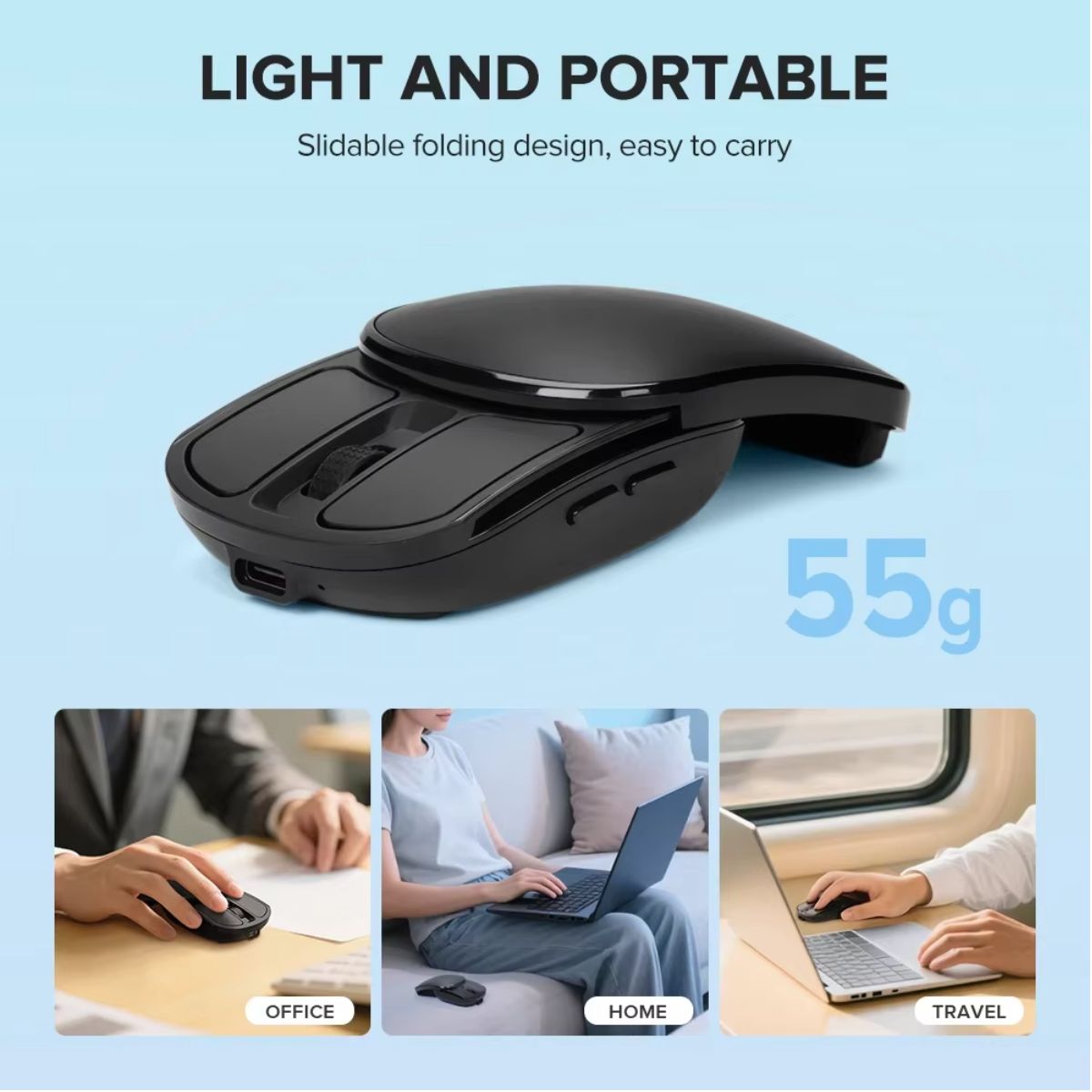 Ultra-Light Folding Wireless Bluetooth Mouse